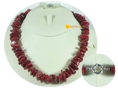 elegant red irregular shape coral necklace on wholesale